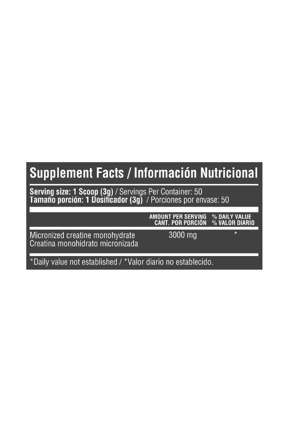 Creatina monohidratada micronizada 3000mg x50 servicios
