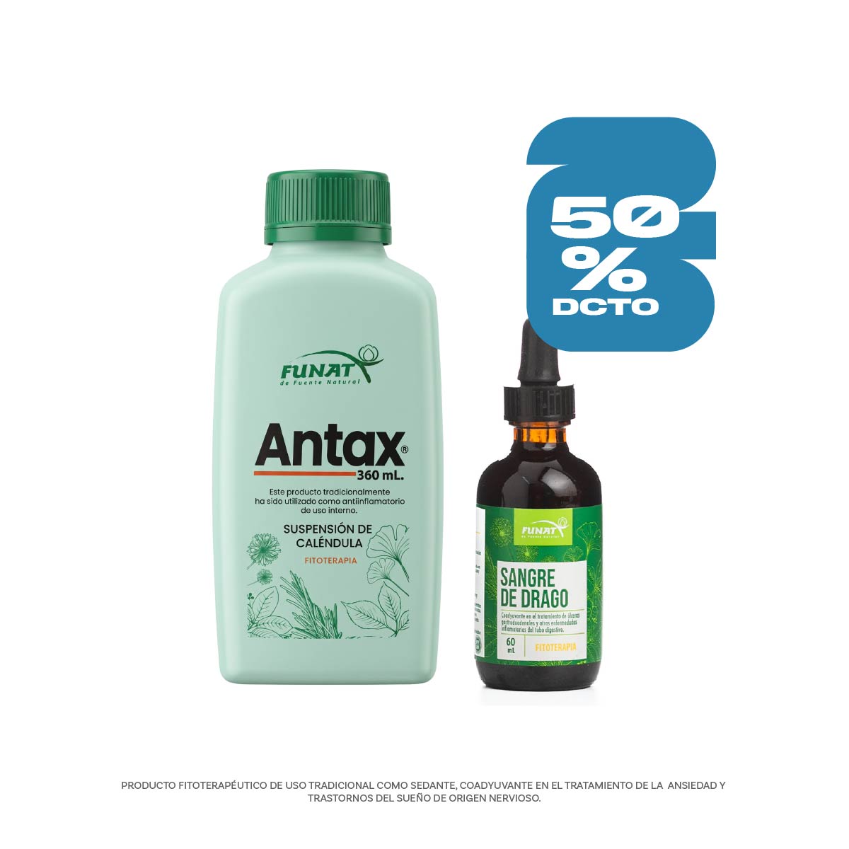 Por la compra de calendula suspension (antax) x 360 ml lleva sangre de drago extracto x 60ml con un 50% de descuento