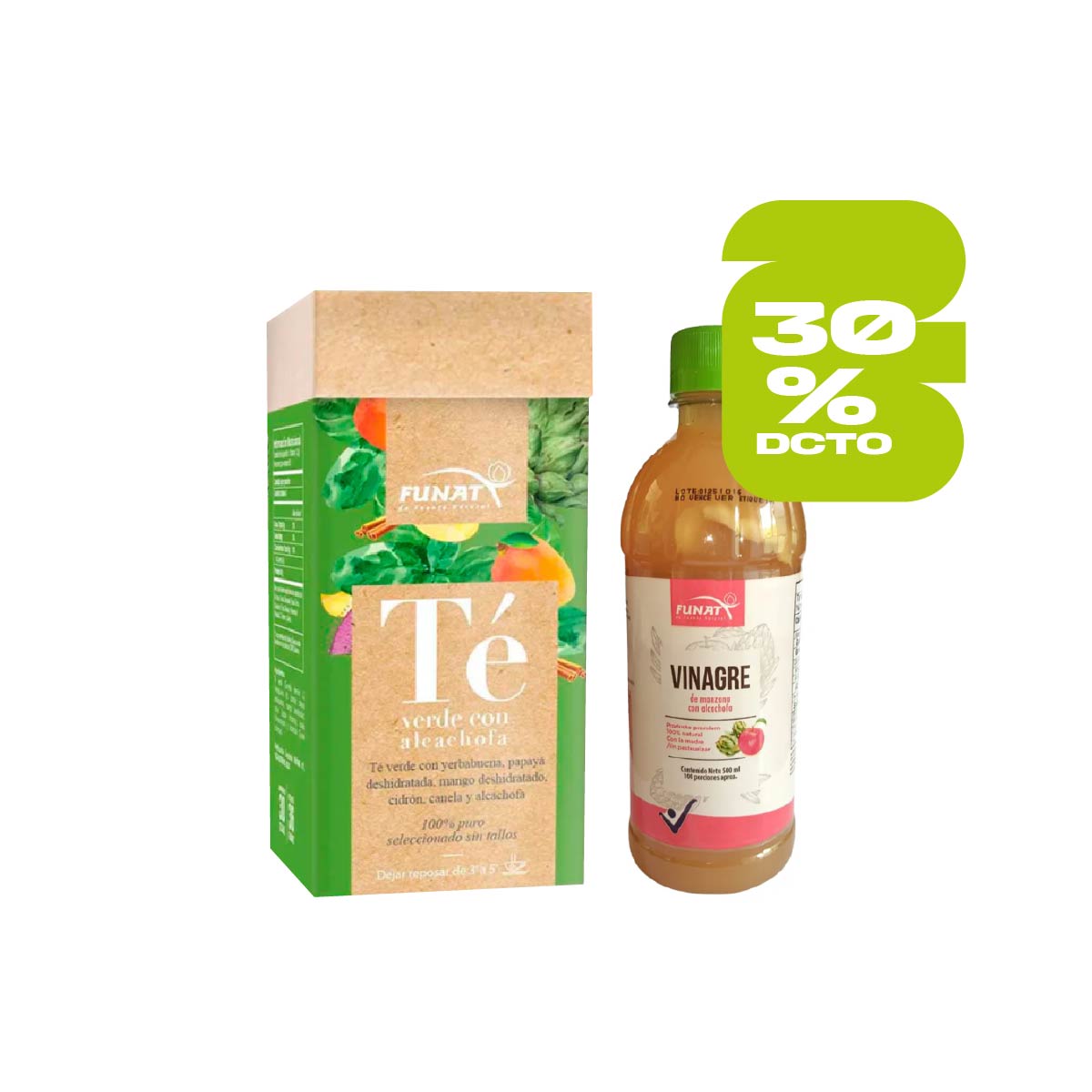 Por la compra de té verde con alcachofa x 30 sobres lleva vinagre manzana alcachofa 500ml golden con un 30% de descuento