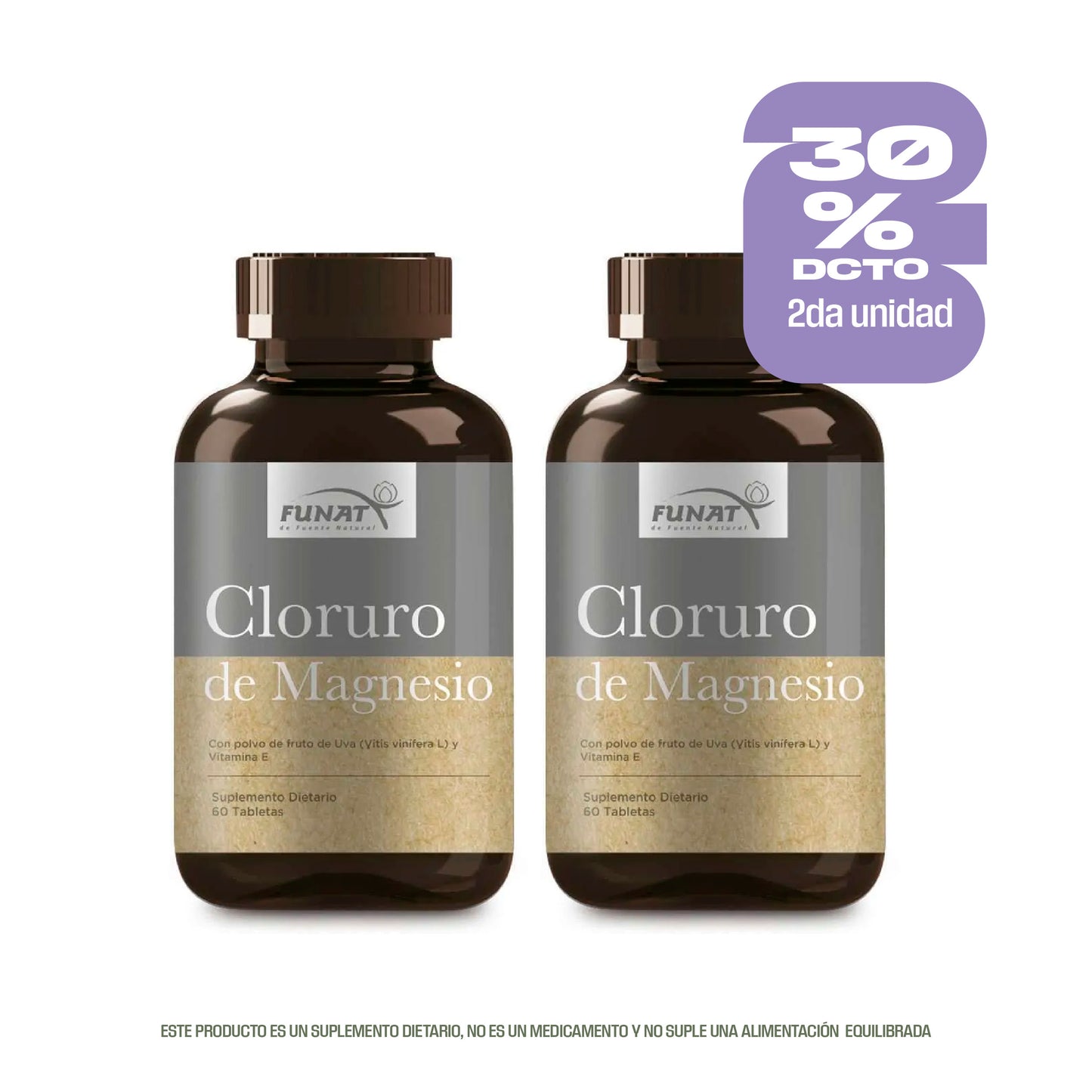 Por la compra de Cloruro de Magnesio x 60 tabletas, lleva una segunda unidad con 30% OFF