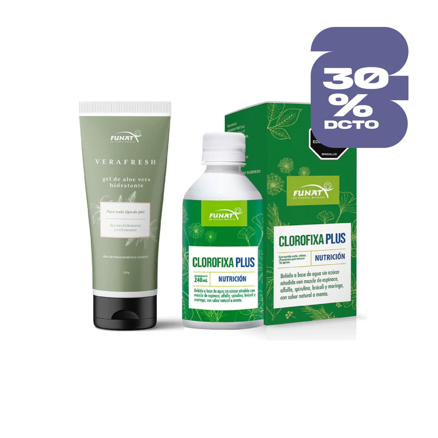 Por la compra de Gel de Aloe Vera (Verafresh) 250 g + 30% OFF en Clorofixa Plus 240 ml