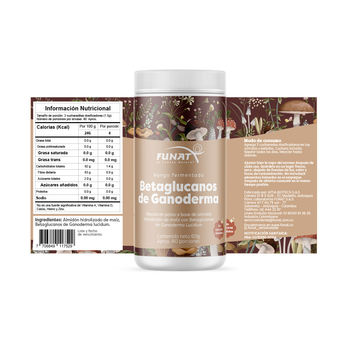 Oferta Betaglucanos de Ganoderma Hongo en polvo 55% Off