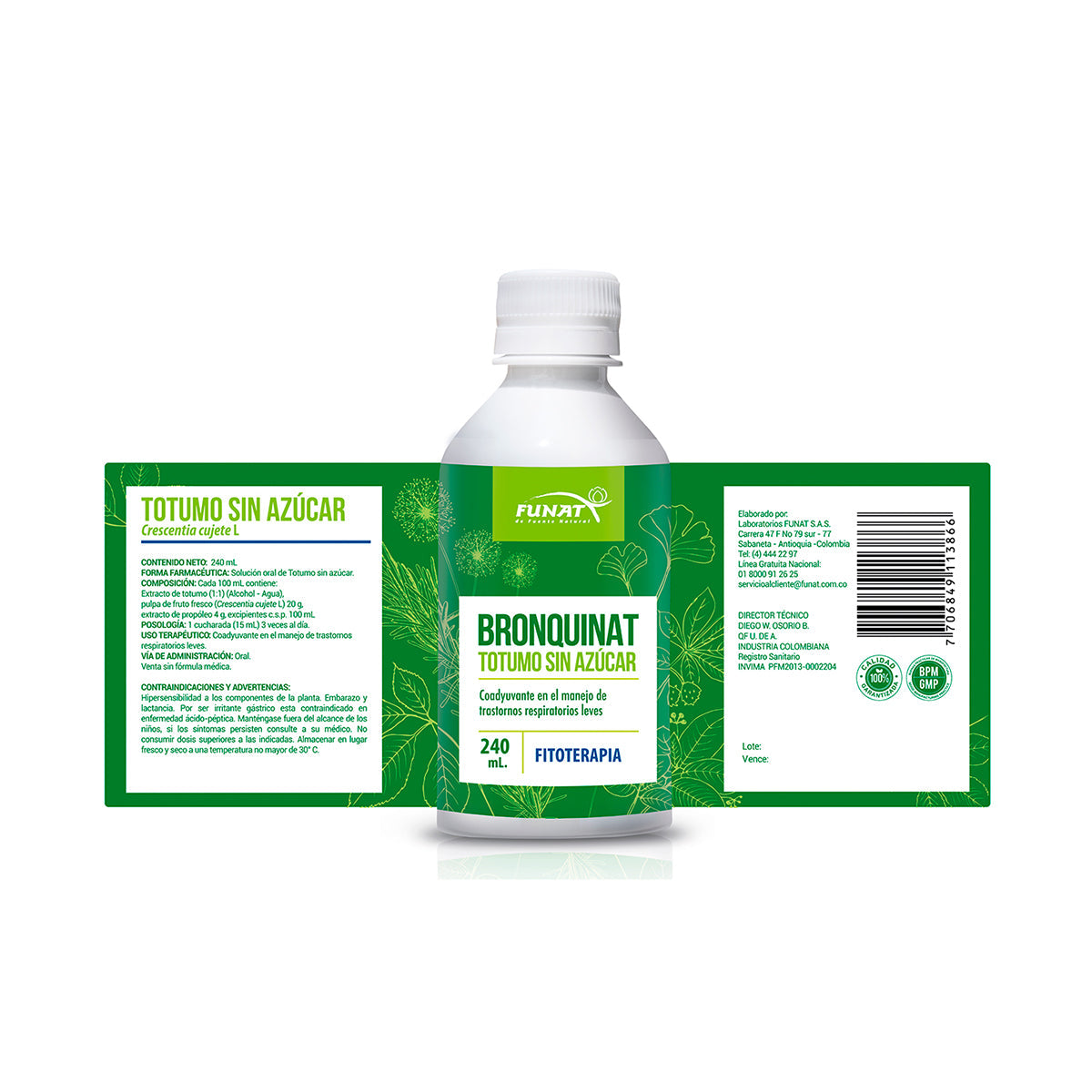 Bronquinat totumo sin azúcar 240 mL