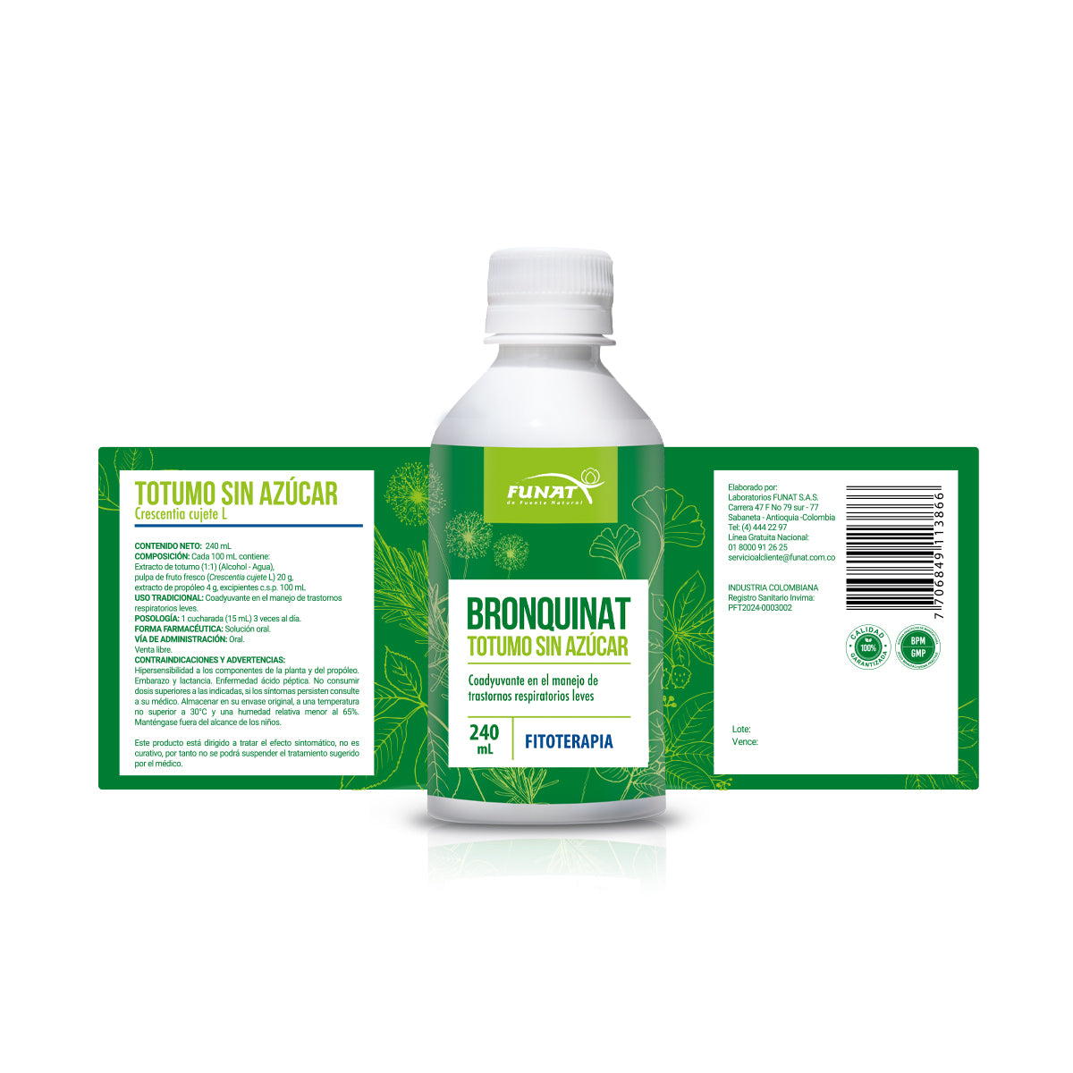 Oferta Bronquinat totumo sin azúcar 240 Ml 55% Off