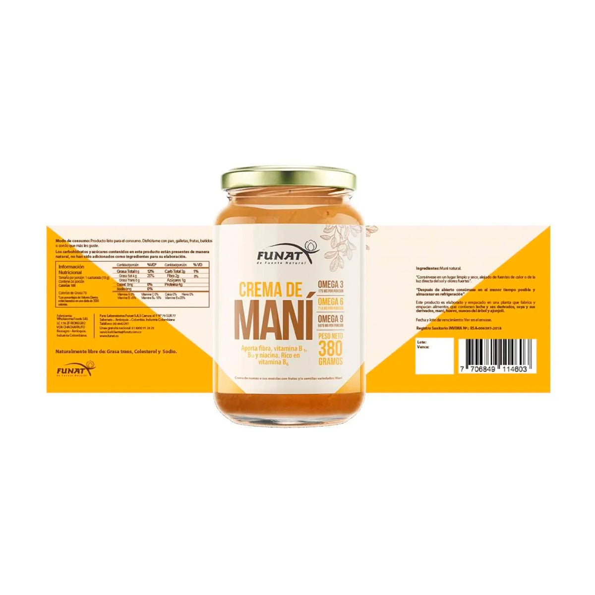 Crema de mani natural x 380 gr