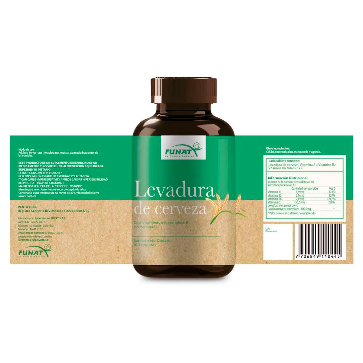 Levadura de cerveza 100 tabletas