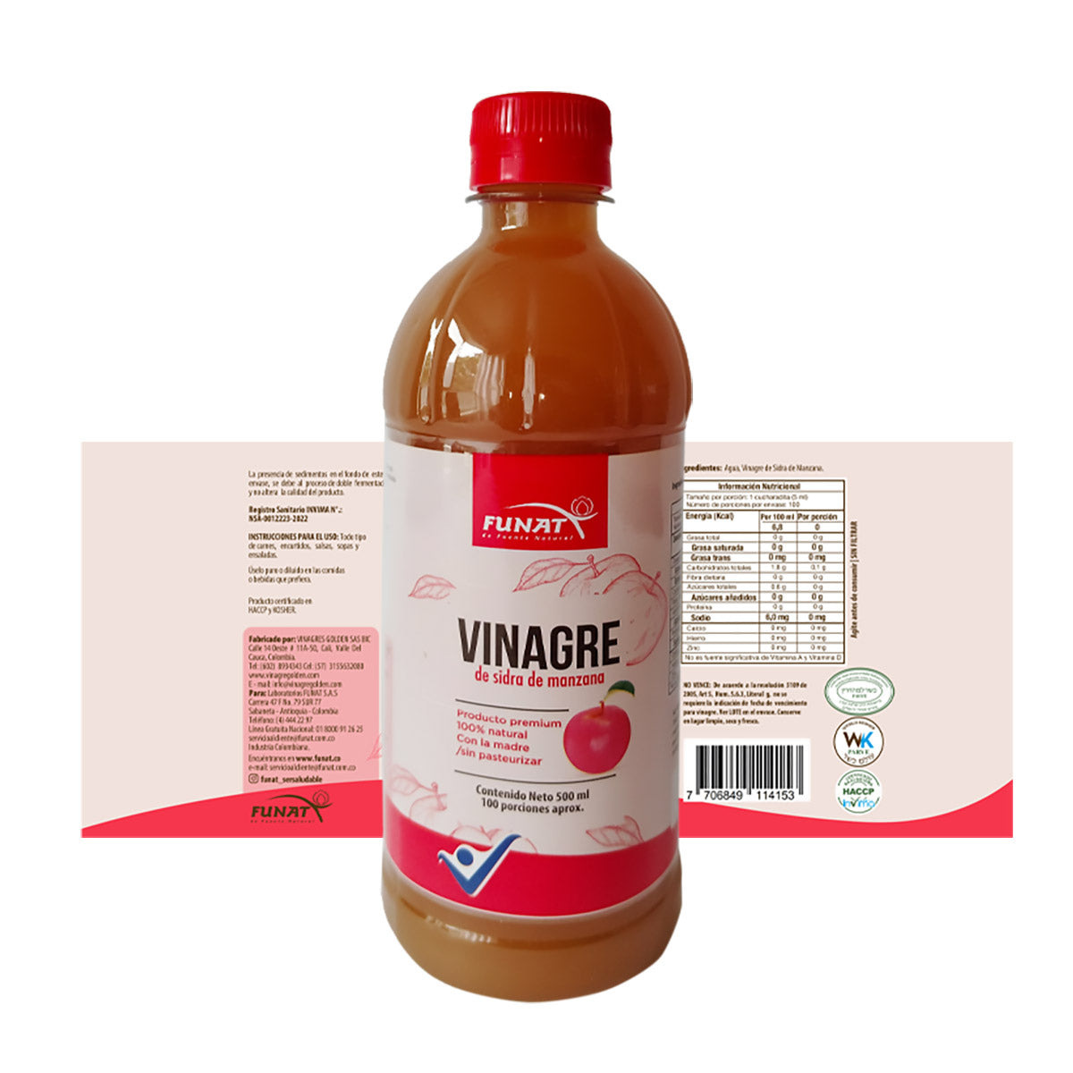 Vinagre de sidra de manzana x 500 ml premium