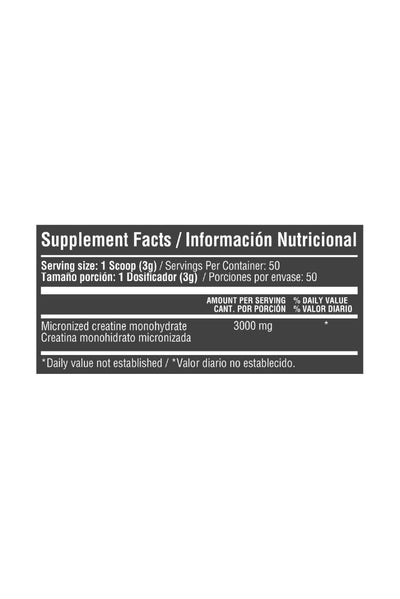 Creatina monohidratada micronizada 3000mg x50 servicios