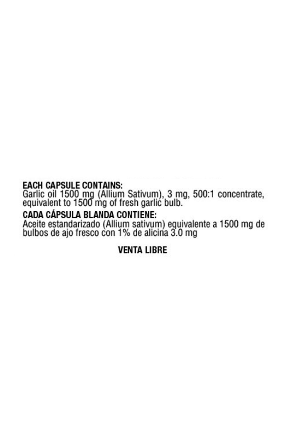 Garlic Oil 1.500 mg
(100 Softgels)