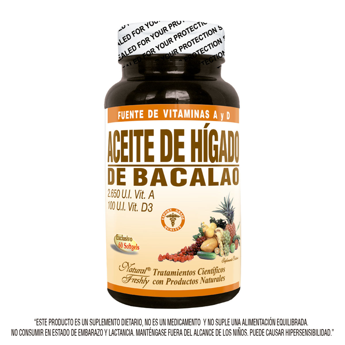 Aceite hígado de bacalao, Frasco x 60 soFtgels