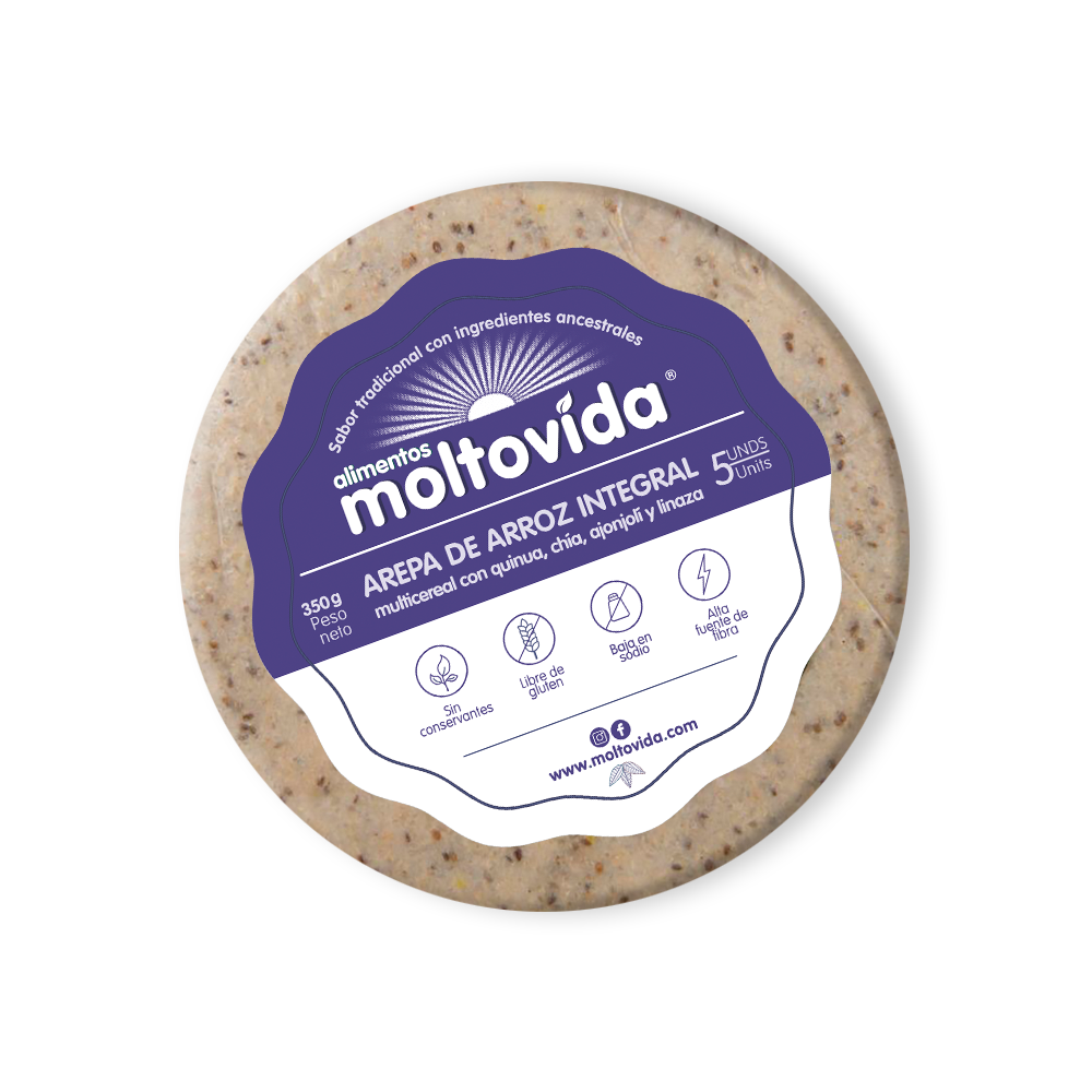 AREPA DE ARROZ INTEGRAL MULTICEREAL CON QUINUA, CHIA, AJONJOLI Y LINAZA