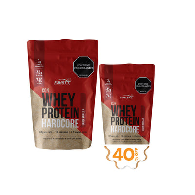 Whey Protein Hardcore 2lb vainilla funat lleva Whey Protein Hardcore x 1 lb con un 40% Off