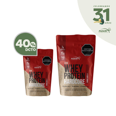 COMORA WHEY PROTEIN HARDCORE 2LB CHOCOLAT FUNAT LLEVA WHEY PROTEIN HARDCORE X 1 LBFUNAT CON 40% OFF