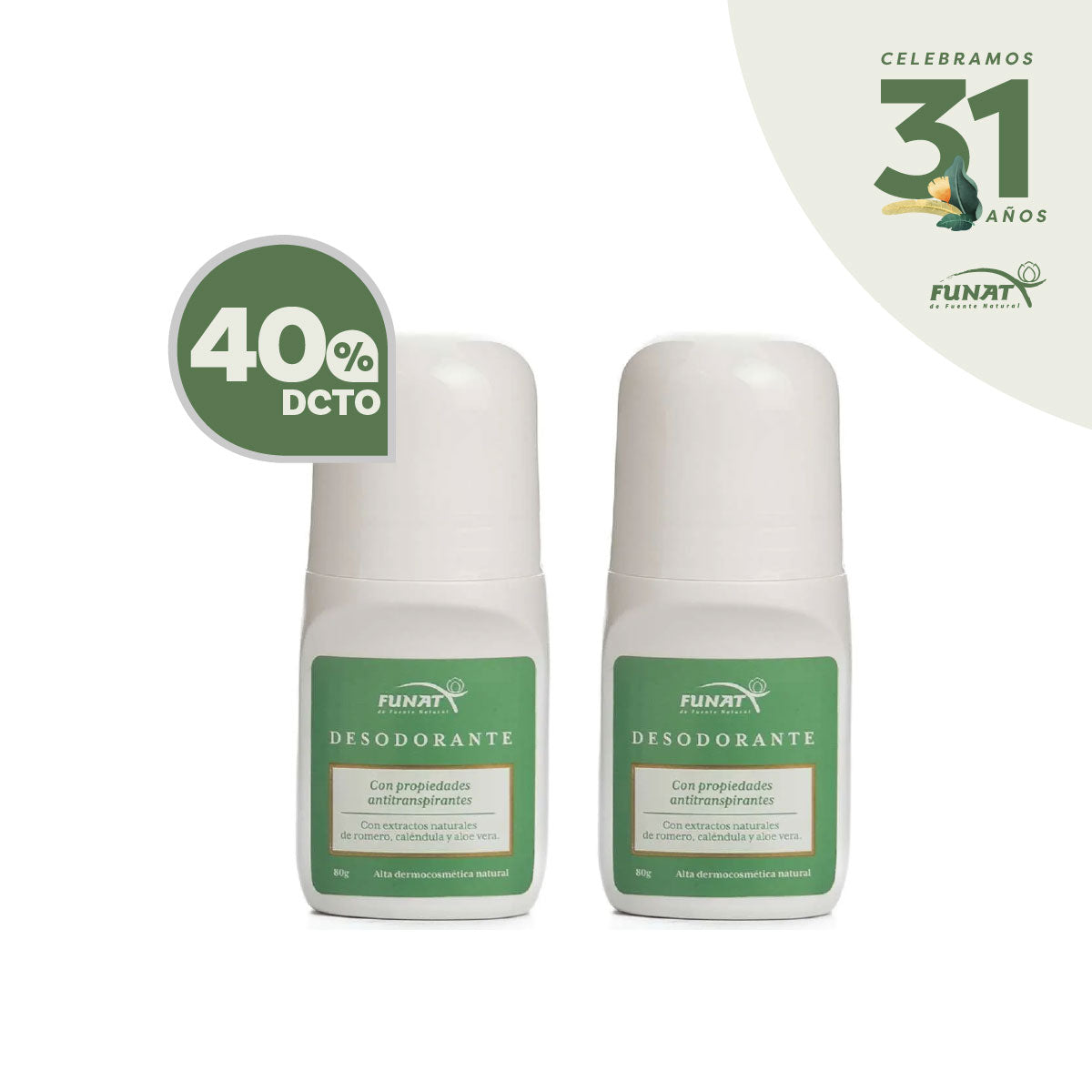 Desodorante x 80 g lleva la segunda unidad con un 40% Off