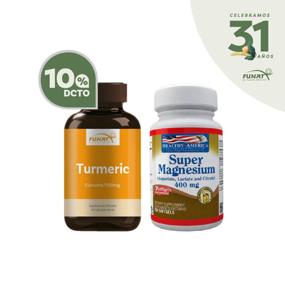 COMPRA SUPER MAGNESIO 400MG X 100 SOFTGEL Y LLEVA CURCUMA / TURMERIC X 60 CAPSULAS FUNAT CON 10% OFF