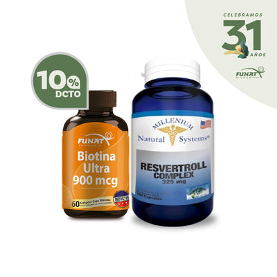 COMPRA RESVERTROLL 325 MG 100 CAP SYSTEMS Y LLEVA BIOTINA ULTRA MCG X 60 N.S/G IMORTADO CON 10% OFF