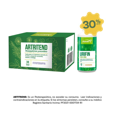 COMPRA ARTRITEND (HARPAGOFITO) X 30 S/G LLEVA VIRA VIRA SOLUCION ORAL (URIFIN) X 60 ML CON 30% OFF