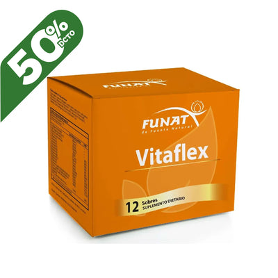 Lleva caja por 12 unds de vitaflex sachet x 10g con el 50%