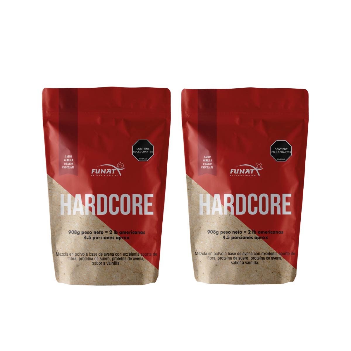 Por la compra de whey protein hardcore 2lb vainilla funat lleva whey protein hardcore 2lb chocolat funat con un 40% de descuento