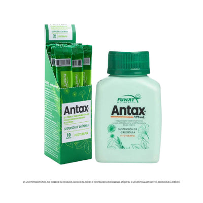 Por la compra de caja antax sachet x 10 uds lleva calendula suspension (antax) x 170 ml con un 30% de descuento