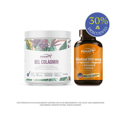 Compra un Bel Colagmin y lleva Biotina 900 mg+D Pantenol con un 30% de descuento