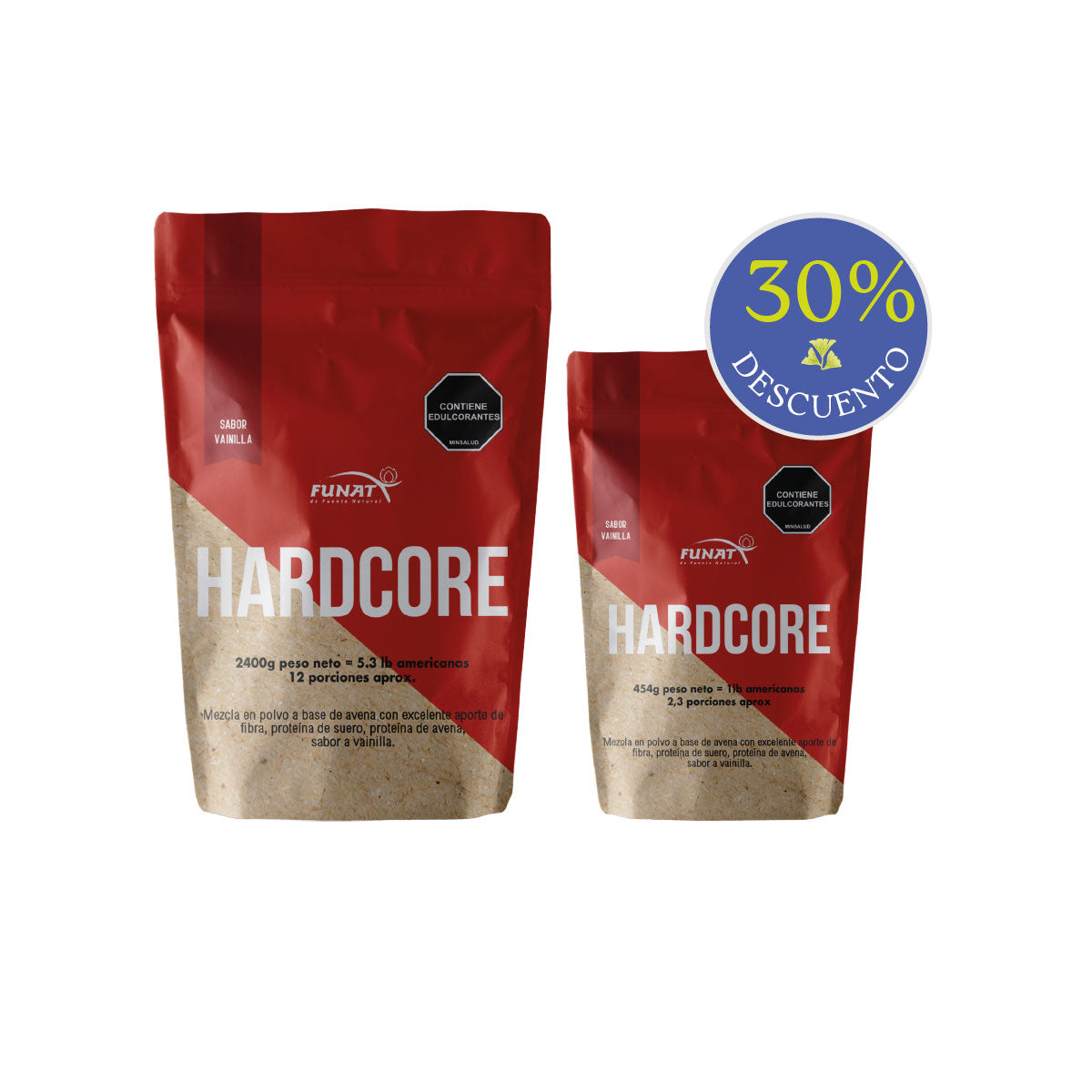 Compra de Whey Protein Hardcore 5,3lb vainilla, lleva Whey Protein Hardcore x 1 lb con un 30% de descuento