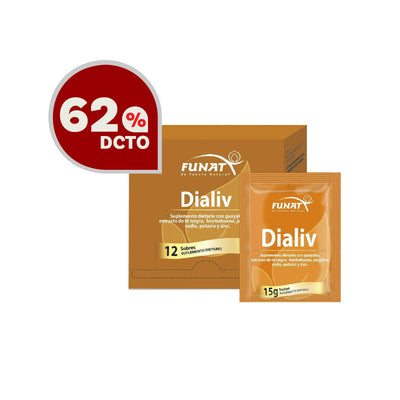 Dialiv sachet lleva caja x 12 de  dialiv antidiarreico sachet 15 g con el 62%