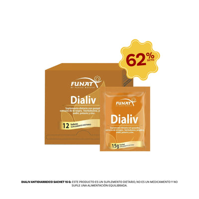 Dialiv sachet lleva caja x 12 de  dialiv antidiarreico sachet 15 g con el 62%