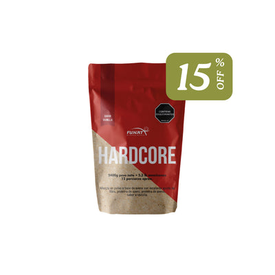 15% de descuento en whey protein hardcore 5,3lb vainilla fun