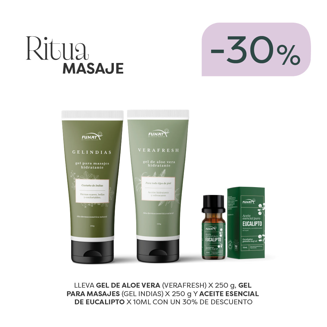 Lleva Ritual Masaje: Contiene Gel De Aloe Vera (Verafresh), Gel Para Masajes (Gel Indias) Y Aceite Esencial De Eucalipto Con Un 30% Off