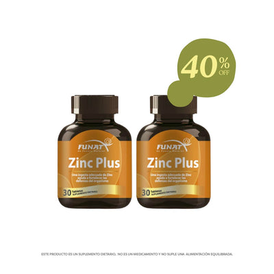 Por la compra de zinc plus x 30 tabletas lleva la segunda unidad con un 40% de descuento