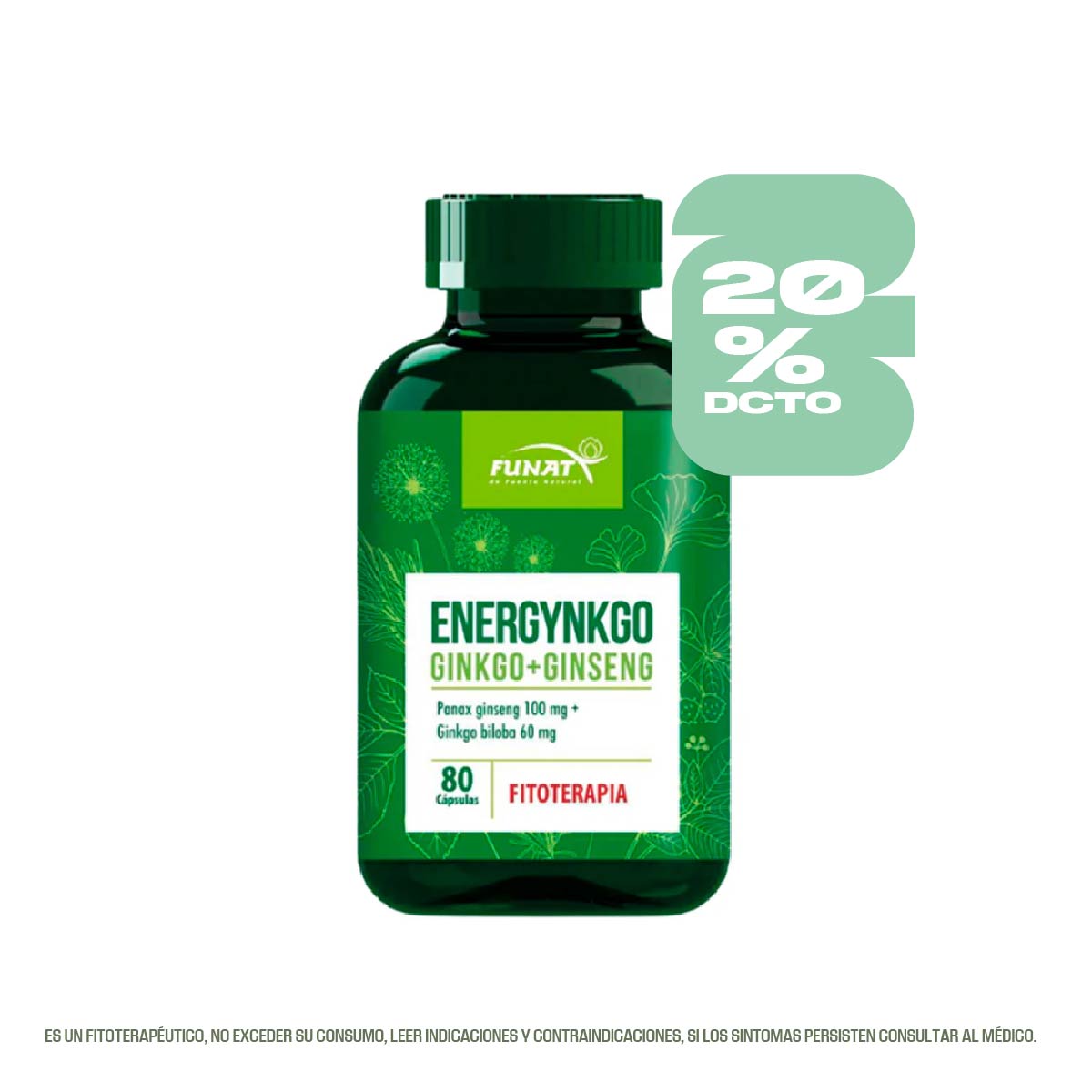 Energyngo ginkgo + raíces de ginseng en cápsulas