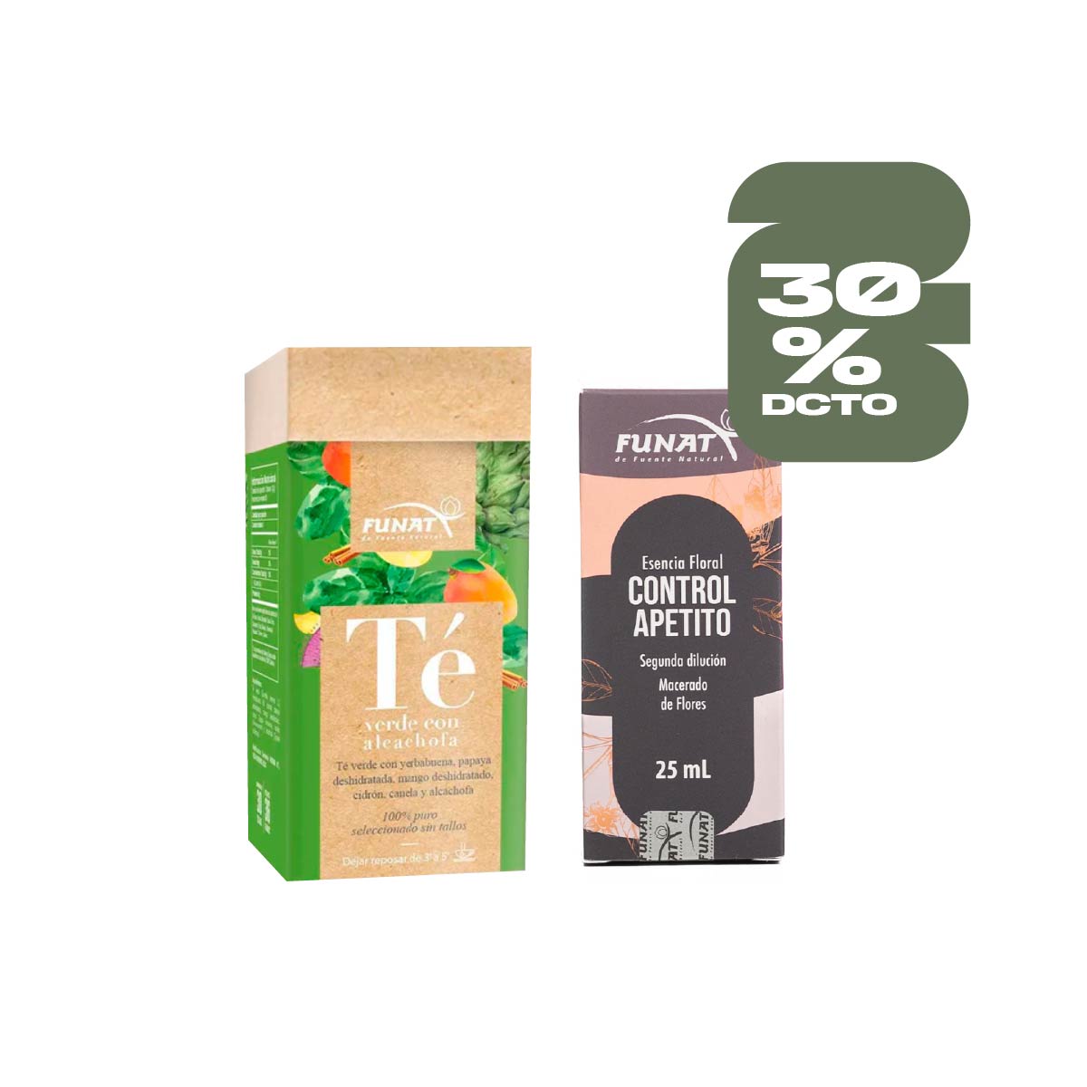 Por la compra de te verde adelgaz caja x 30 sobres lleva esencia floral control apetito 25ml con un 30% de descuento