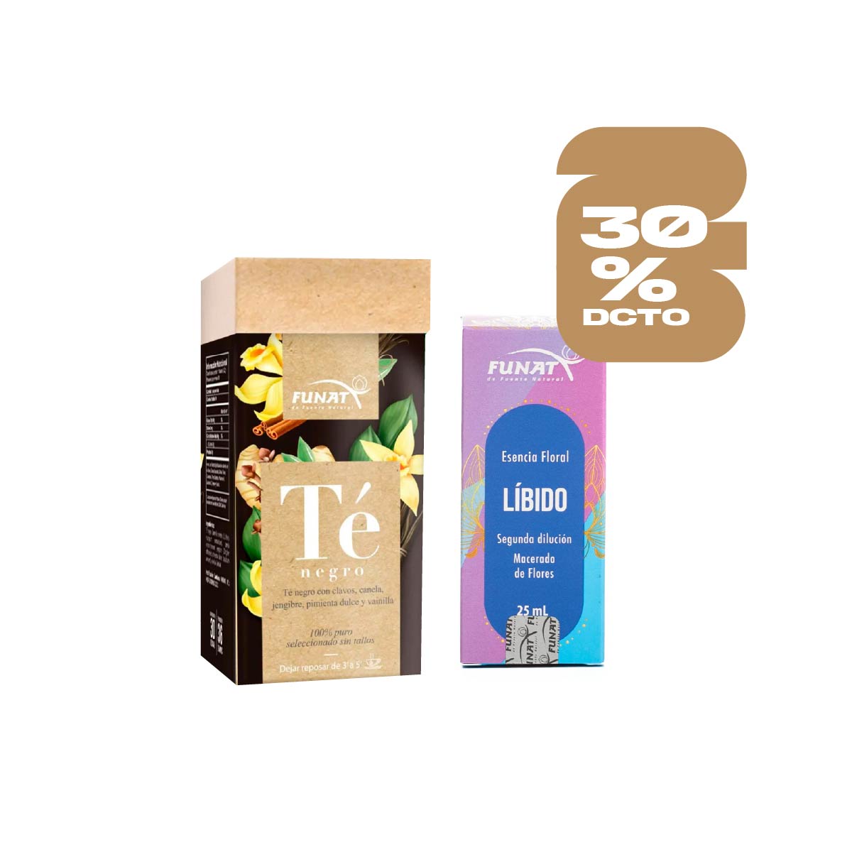 Por la compra de té negro caja x 30 sobres lleva esencia floral libido 25 ml con un 30% de descuento