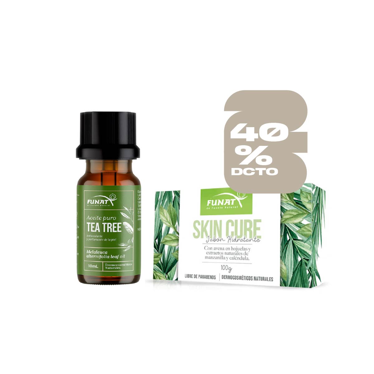 Por la compra de tea tree oil x 10 ml lleva jabón en barra hidratante x 100gr con un 40% de descuento