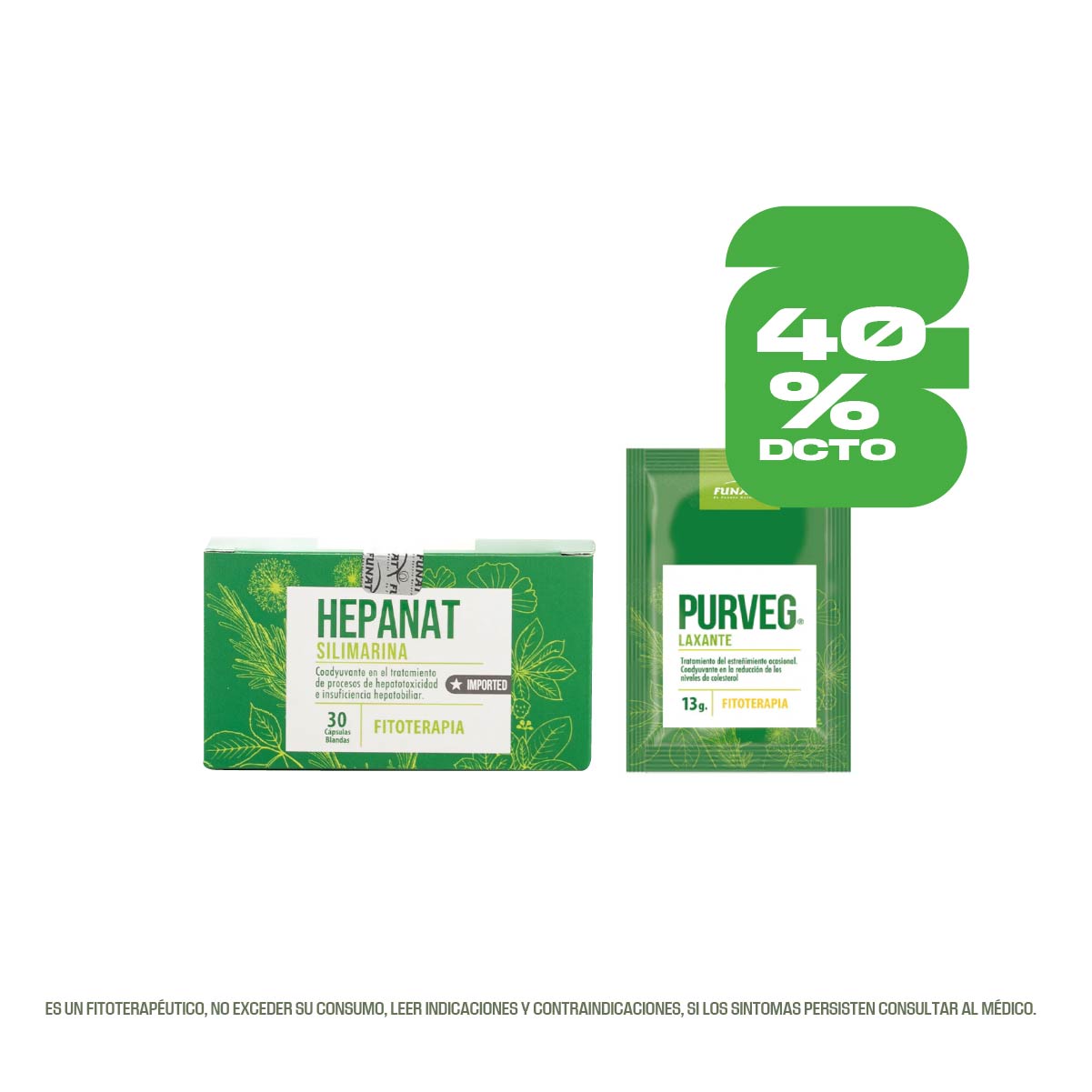 Por la compra de silimarina hepanat x30s/g caja 3 Blist lleva Purveg en polvo x13g con un 40% de descuento