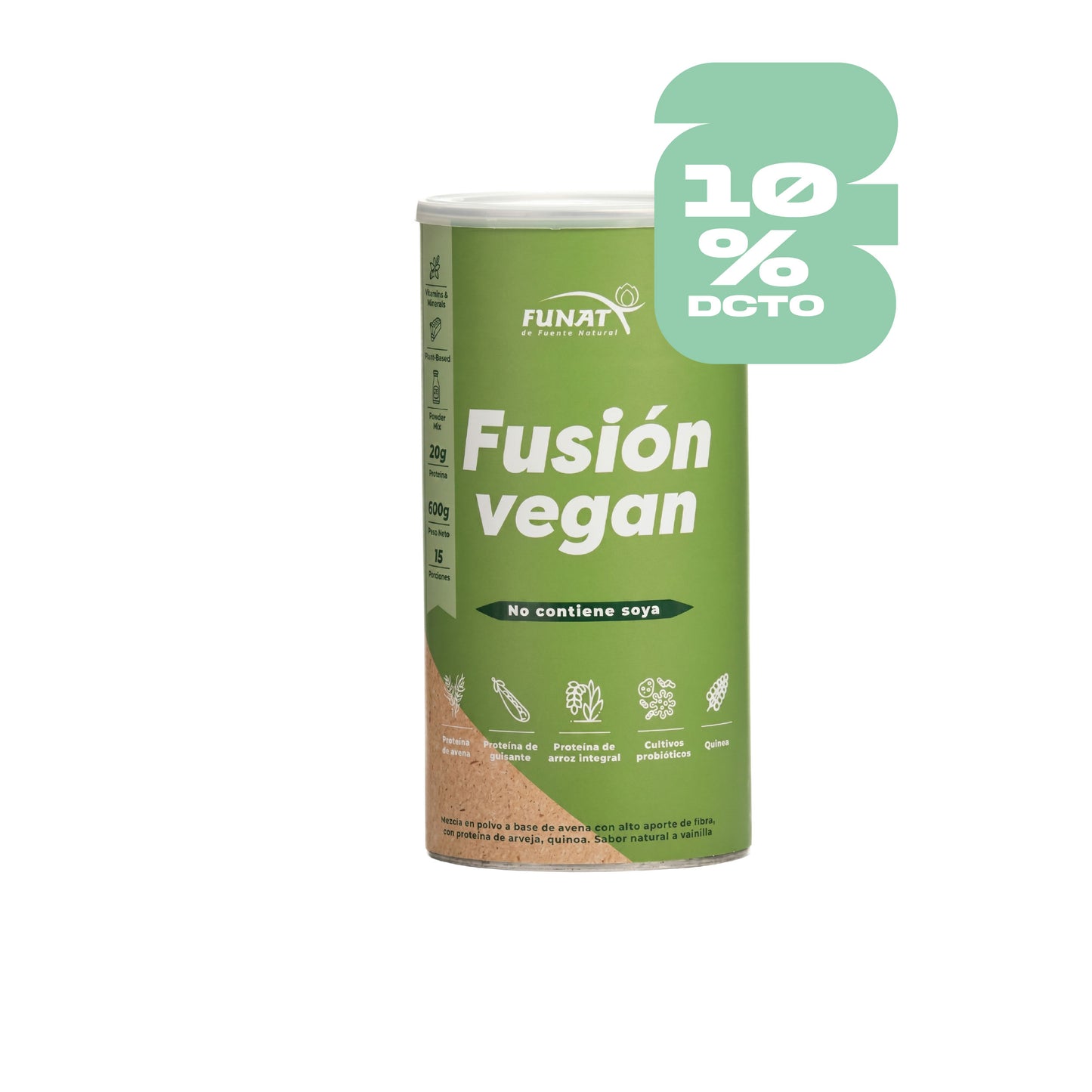 Fusion Vegan Protein Sin Soya X 600 Gr - 10% Off