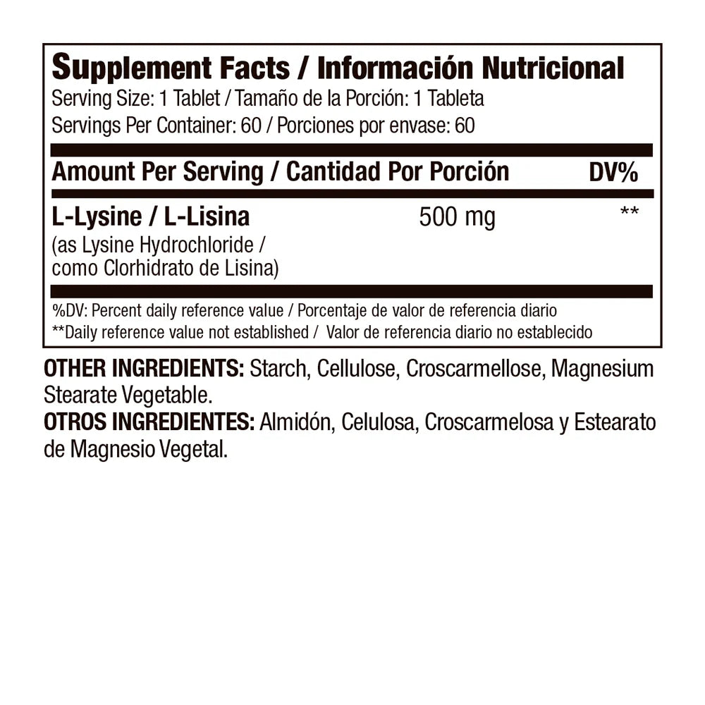 L-lysine 500mg x60 capsulas