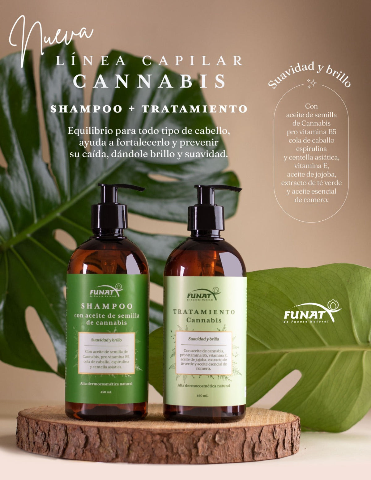 Tratam capilar cannabis funat x 450ml lleva shampoo de cannabis funat x 450gr