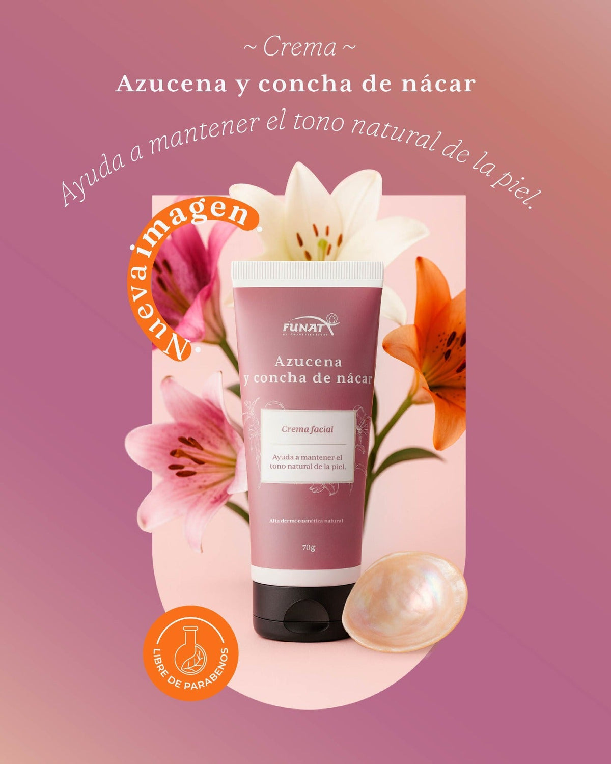 Aceite de rosa mosqueta x 10ml lleva crema azucena y concha de nacar 70g