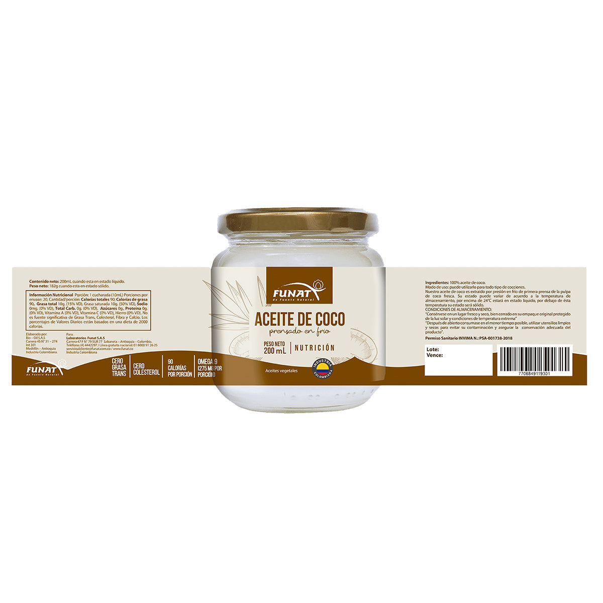 Aceite de coco 200 g