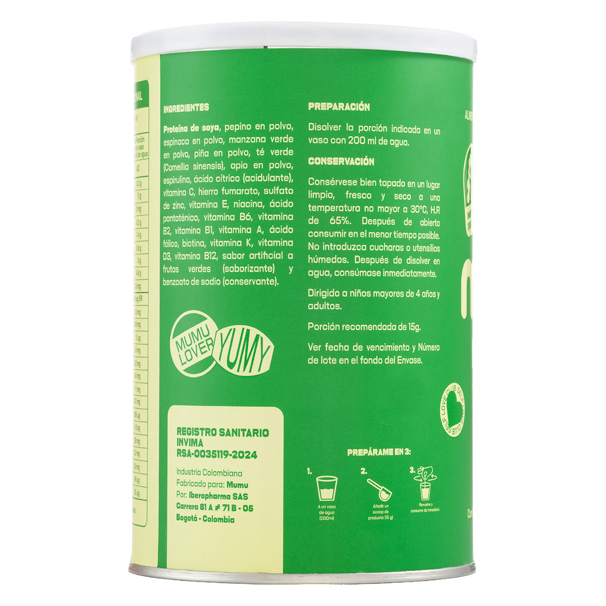 BATIDO VERDE EN POLVO 500 GR MUMU