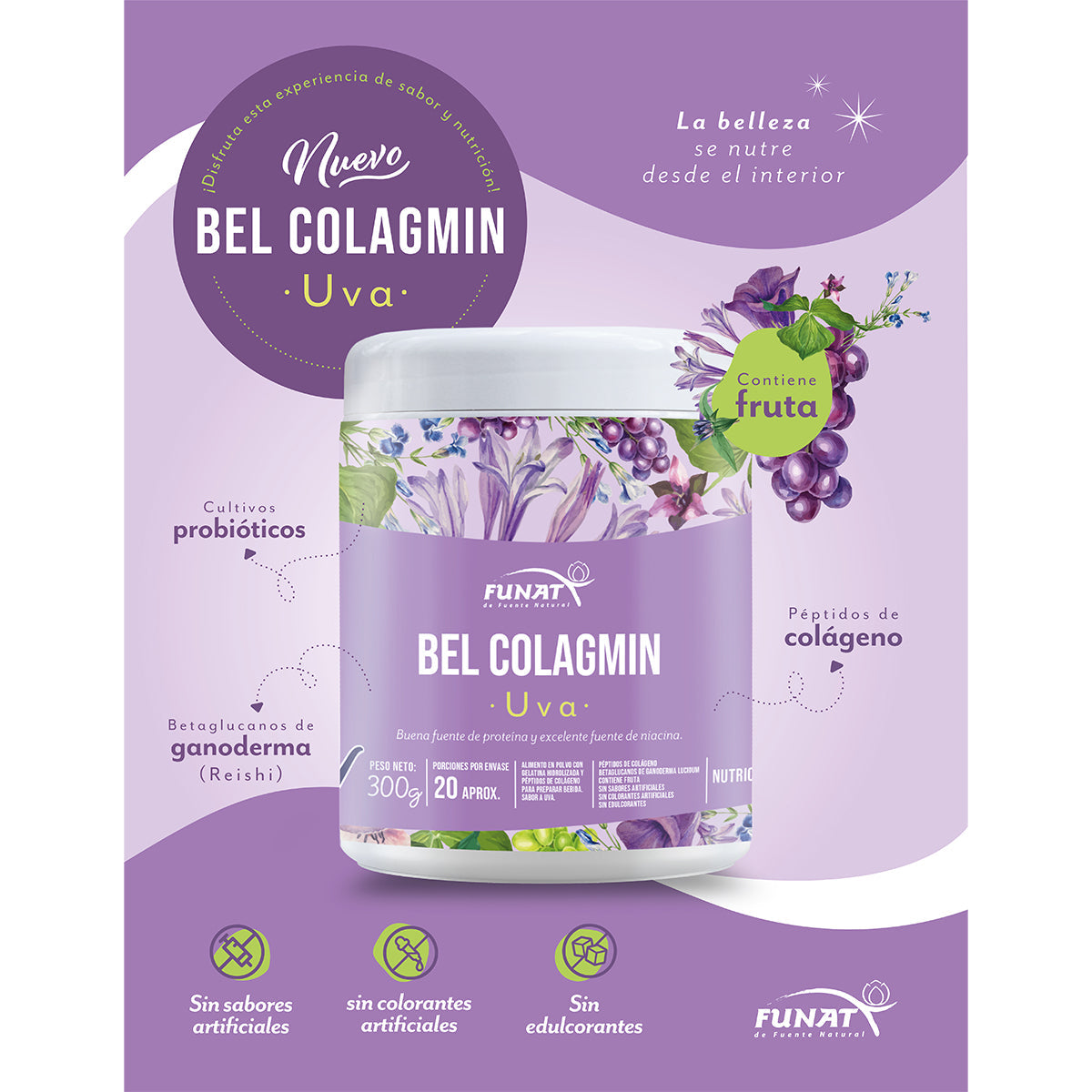 Bel Colagmin Uva péptidos de colágeno 300 g