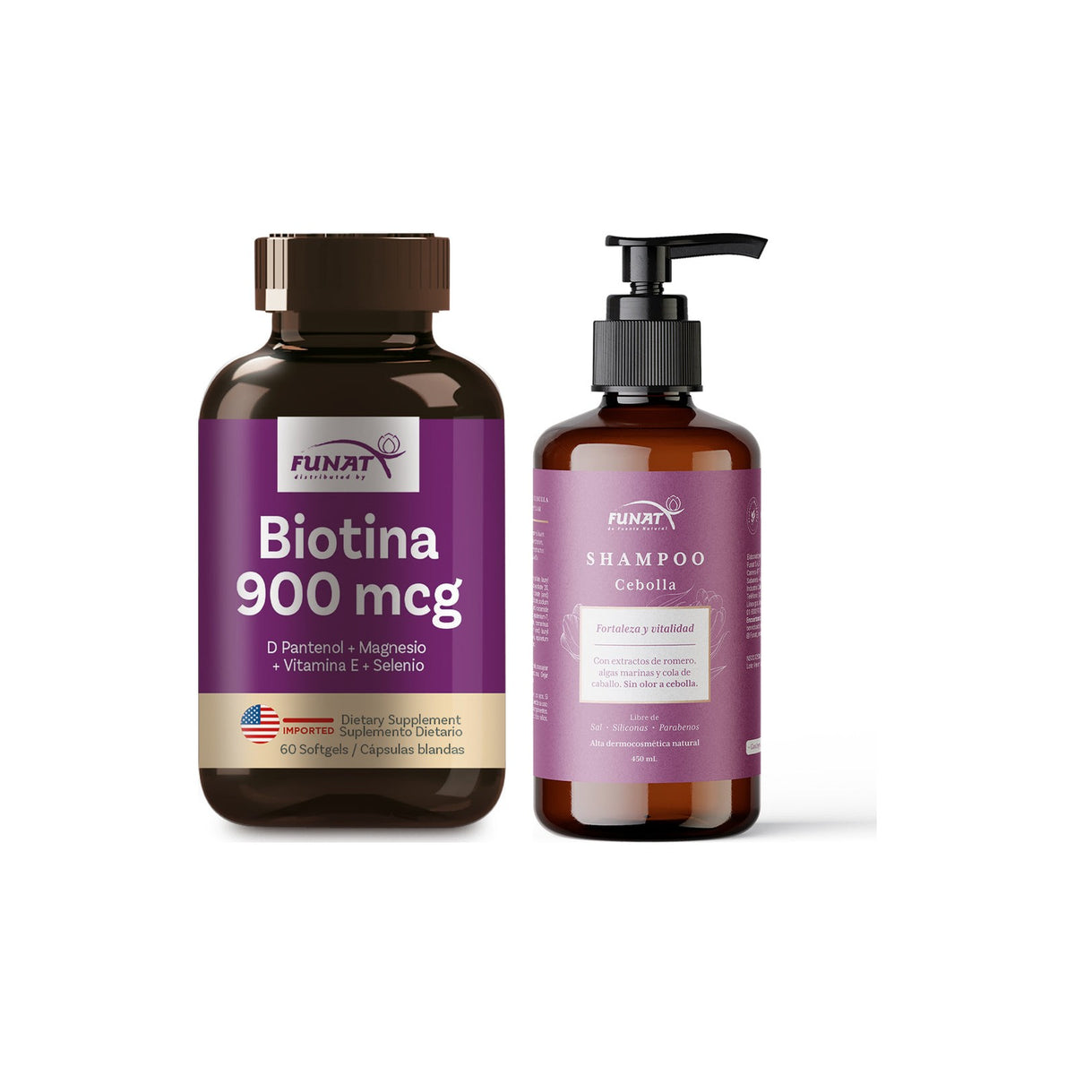 Biotina 900mg+d pantenol x 60sg lleva shampoo de cebolla x 450 ml