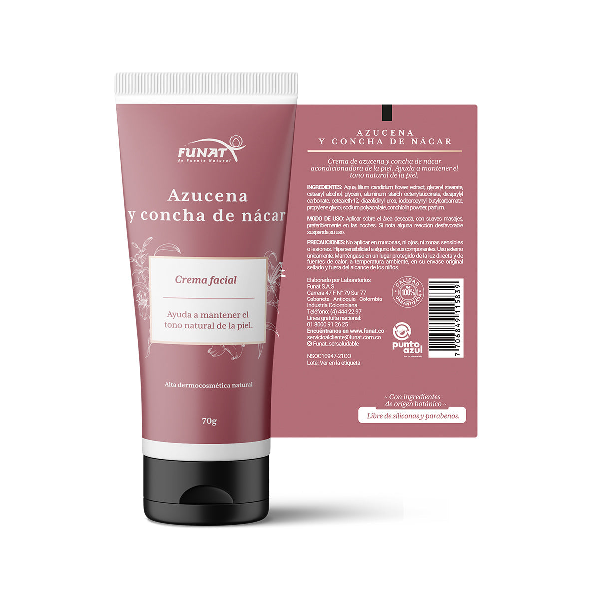 Aceite de rosa mosqueta x 10ml lleva crema azucena y concha de nacar 70g
