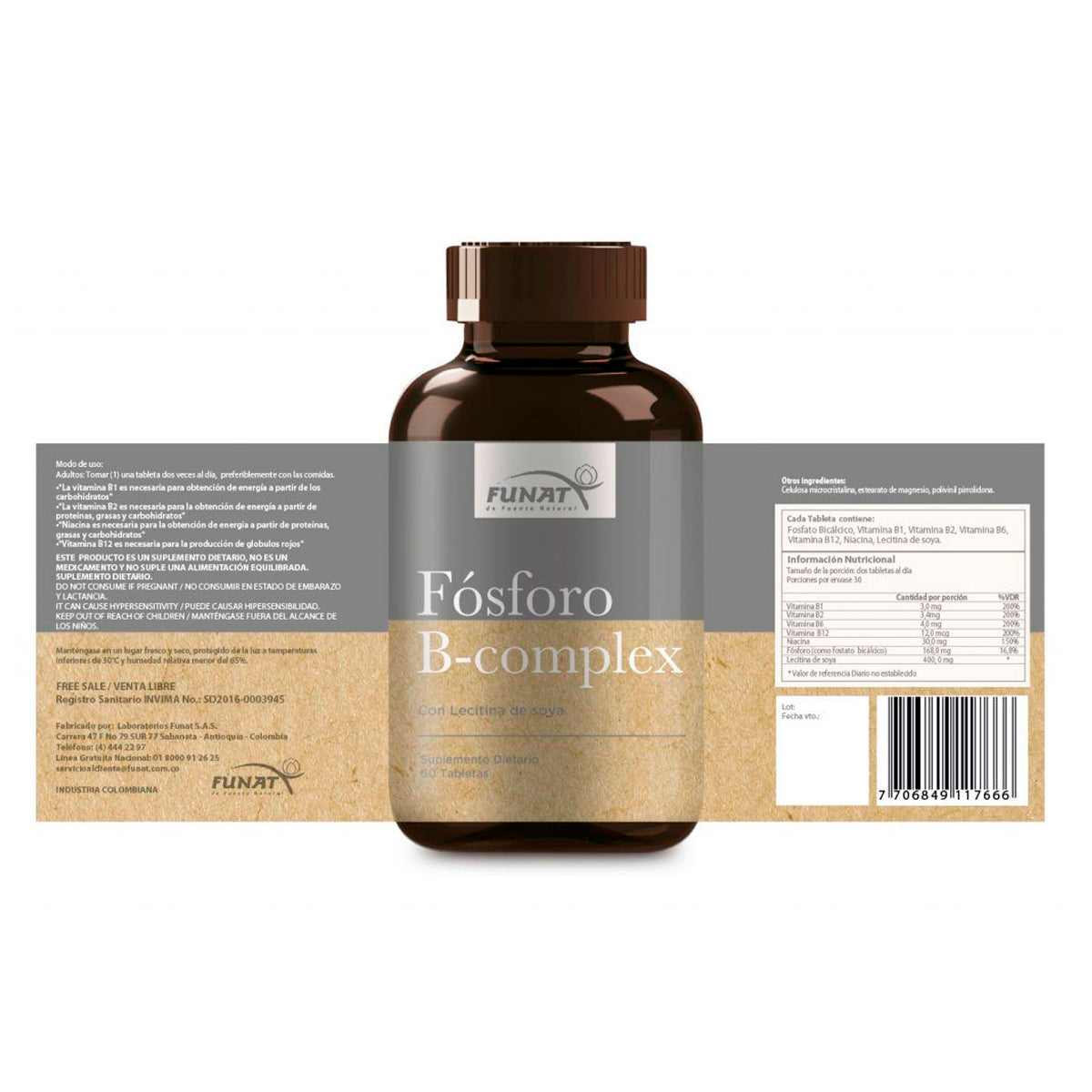Fósforo B-complex 60 tabletas