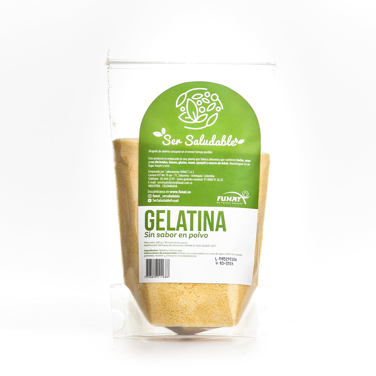 Gelatina sin sabor 250 g