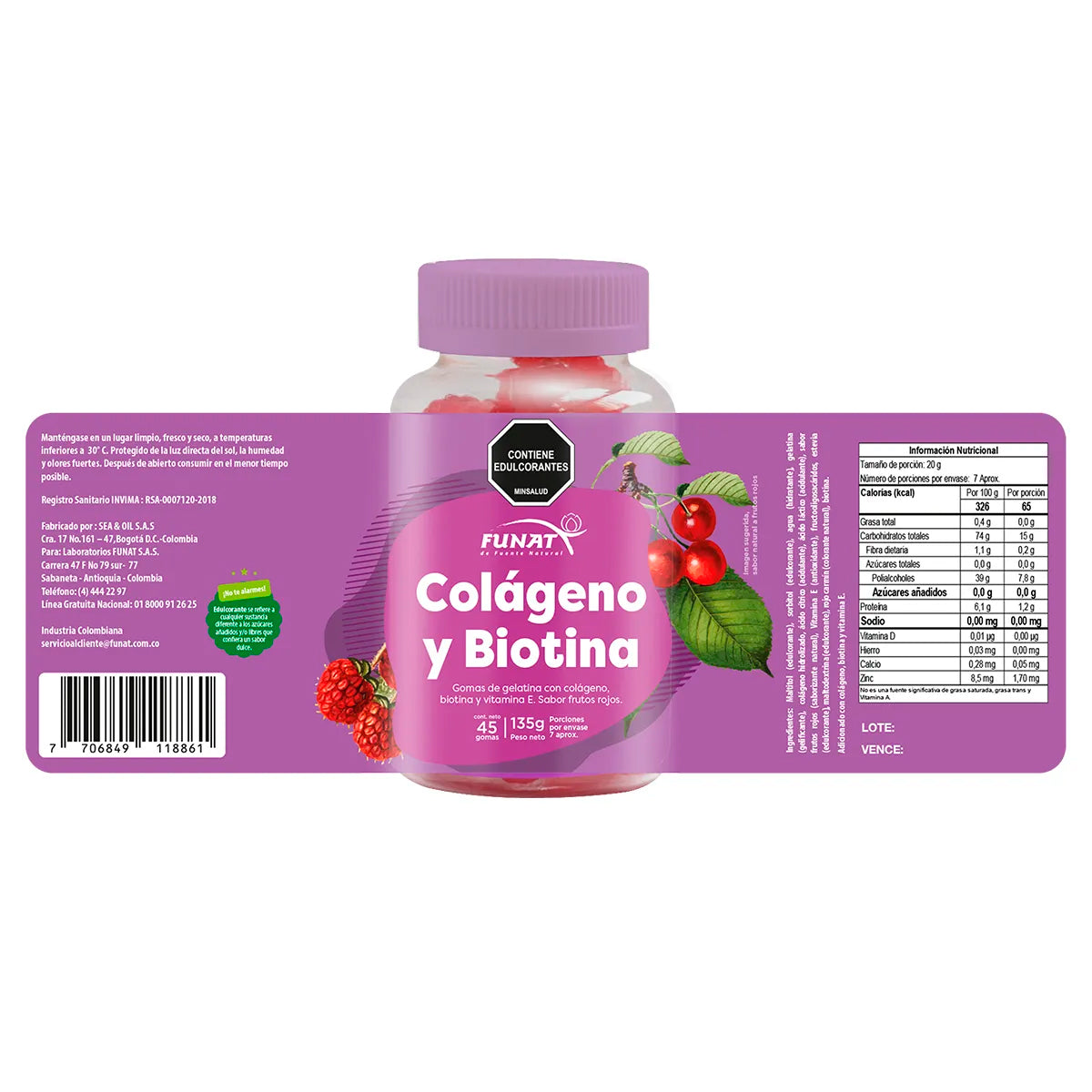 Gomitas con biotina y colágeno