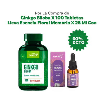 Ginkgo biloba x 100 tabletas lleva esencia floral memoria 25 ml con un 60% off