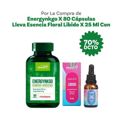 Energynkgo (ginkgo+ginseng) x 80 capsula lleva esencia floral libido 25 ml con un 70% off